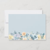 Vanille Blauwe Bloemen Lente en Zomer Huwelijk RSVP Kaartje (Achterkant)