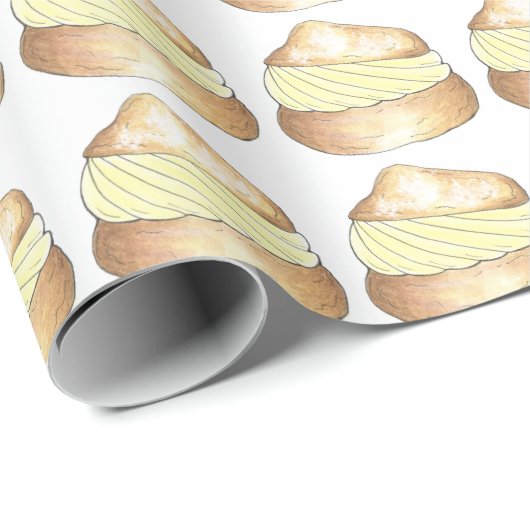 Vanille Crème Puff Dessert Franse Choux Bun Cadeaupapier (Rol Hoek)