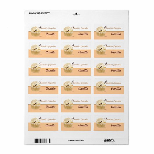 Vanille Cupcake Labels (Full Sheet)