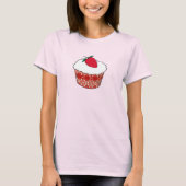 Vanille cupcake met een aardbei t-shirt (Voorkant)
