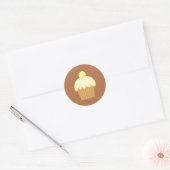 Vanille Cupcake op Brown. Ronde Sticker (Envelop)