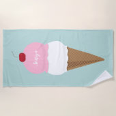 Vanille en aardbei Ice Cone Naam en kleur Strandlaken (Voorkant)