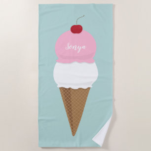 Vanille en aardbei Ice Cone Naam en kleur Strandlaken