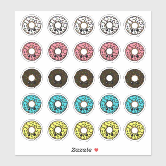 Vanille en chocolade donuts met Frosting Sprinkles Sticker (Vel)