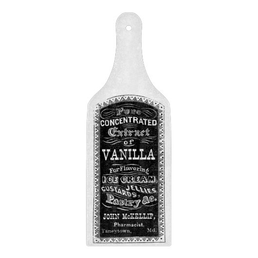  vanille-etiket, snijvlak glas snijplank (Voorkant)