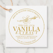 Vanille extract bloemboon tekening geel product bedankjes labels (Voorkant)