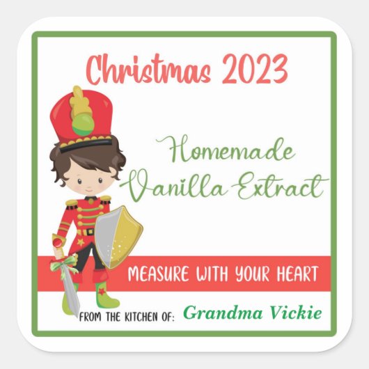 Vanille Extract kerstlabels, zelfgemaakte vanille Vierkante Sticker (Voorkant)