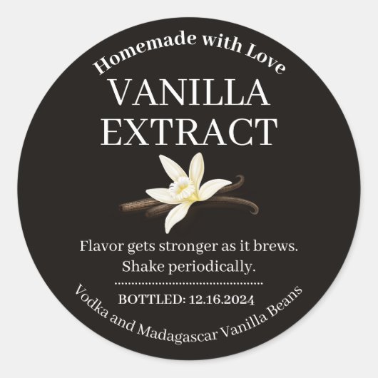 Vanille-extract modern etiket sticker V4 (Voorkant)