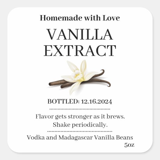 Vanille-extract modern etikettensticker V4 Vierkante Sticker (Voorkant)
