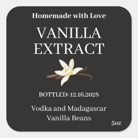 Vanille-extract modern label sticker ZVEG_101_01sq (Voorkant)