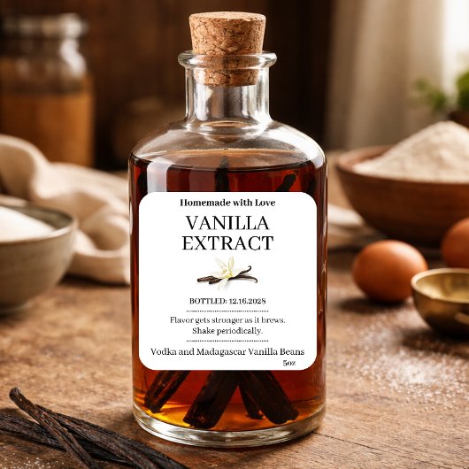 Vanille-extract moderne label sticker VE102sq