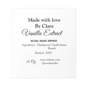 Vanille-extract zelfgemaakt ingrediënten toevoegen notitieblok