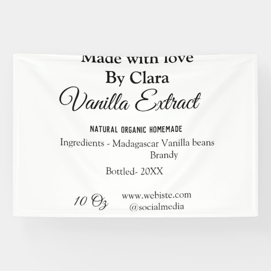 Vanille-extract zelfgemaakt ingrediënten toevoegen spandoek (Horizontaal)