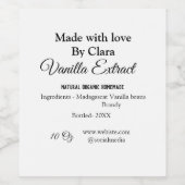 Vanille-extract zelfgemaakt ingrediënten toevoegen wijn etiket (Enkel label)