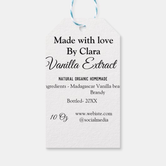 Vanille extract zelfgemaakte ingrediënten toevoege cadeaulabel (Achterkant)