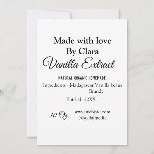 Vanille extract zelfgemaakte ingrediënten toevoege feestdagenkaart (Voorkant)