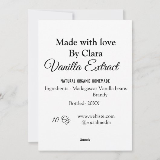 Vanille extract zelfgemaakte ingrediënten toevoege feestdagenkaart (Achterkant)