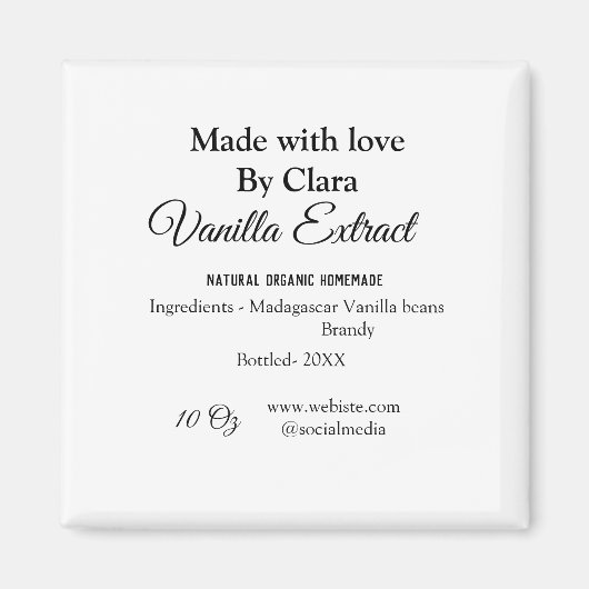 Vanille extract zelfgemaakte ingrediënten toevoege magneet (Voorkant)