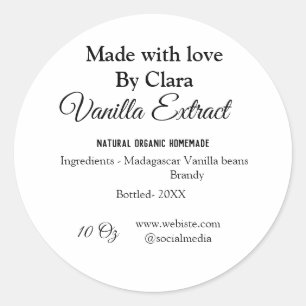 Vanille extract zelfgemaakte ingrediënten toevoege ronde sticker