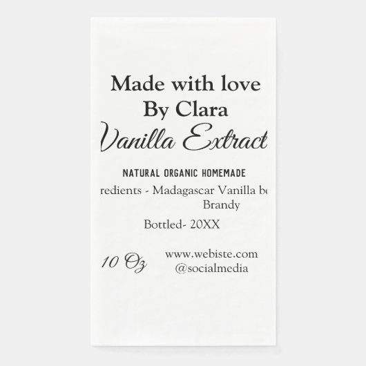 Vanille extract zelfgemaakte ingrediënten toevoege servet (Voorkant)