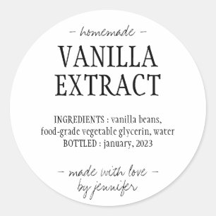 Vanille-extractfles Houten drankje Schattig eenvou Ronde Sticker