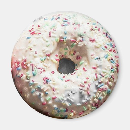 Vanille Frosted Sprinkled Donut Fun Food Magnet (Voorkant)