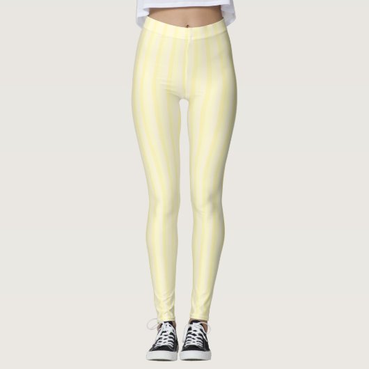 Vanille Geel Wit Kleuren Moderne Sjabloon Leggings (Voorkant)