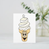 Vanille Ice Cream Cone Cartoon Briefkaart (Staand voorkant)