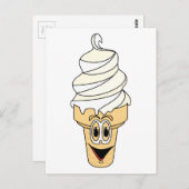 Vanille Ice Cream Cone Cartoon Briefkaart (Voorkant / Achterkant)