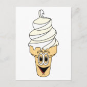 Vanille Ice Cream Cone Cartoon Briefkaart (Voorkant)