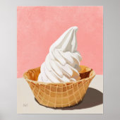 Vanille Ice Cream in Waffle Cone Bowl Art Print (Voorkant)