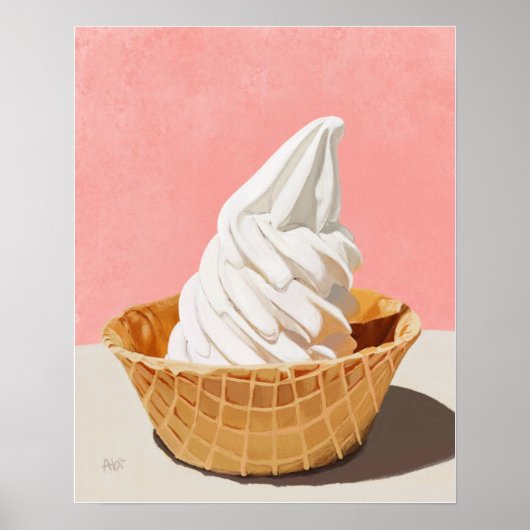Vanille Ice Cream in Waffle Cone Bowl Art Print (Voorkant)