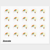 Vanille ijs en regenboog ronde sticker (Vel)