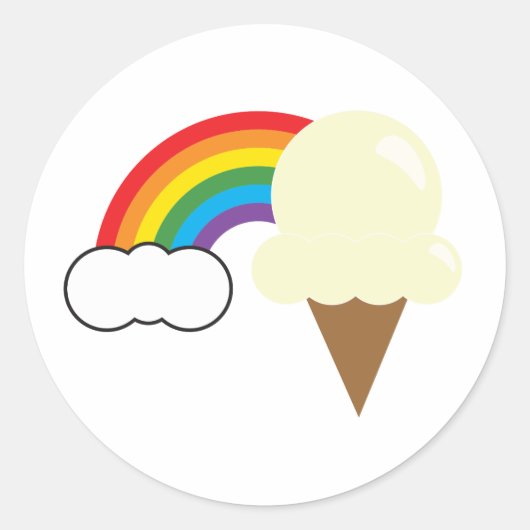 Vanille ijs en regenboog ronde sticker (Voorkant)