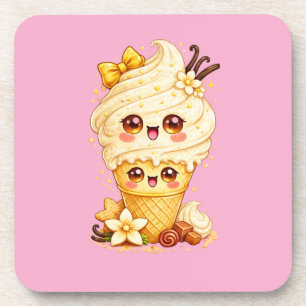 Vanille-ijs-kegel Kawaii Onderzetter