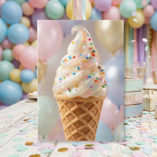 Vanille Ijs Pastelkleurige Strooisels Verjaardag Kaart