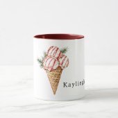 Vanille-ijs rode bessenstrepen mok (Midden)