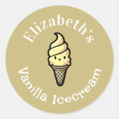 Vanille-ijs Ronde Sticker (Voorkant)