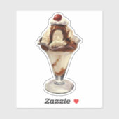 Vanille-ijs Sundae Sticker (Vel)