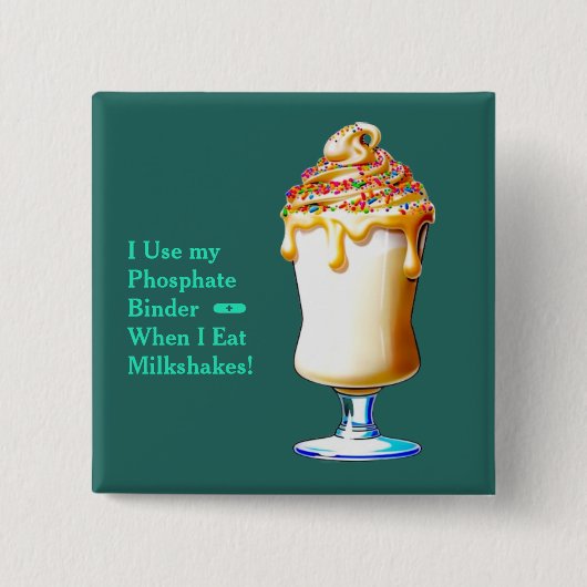 Vanille Milkshake Fosfaatbindermiddel Knop Vierkante Button 5,1 Cm (Voorkant)
