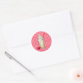 Vanille Milkshake met Kersen Rood Geruit Ronde Sticker (Envelop)