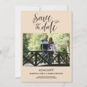 Vanille minimalistische foto bruiloft save the date (Voorkant)