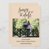 Vanille minimalistische foto bruiloft save the date (Voorkant / Achterkant)