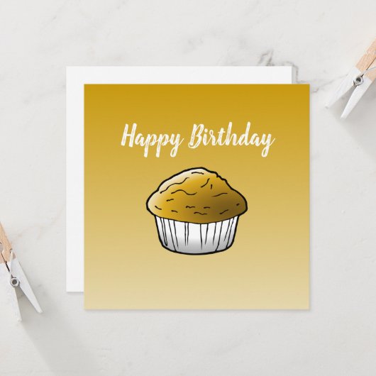 Vanille Muffin Verjaardag Kaart (Voorkant / Achterkant in situ)