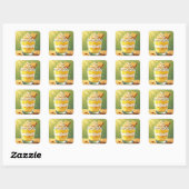 Vanille-pudding en slagroomparfait vierkante sticker (Vel)