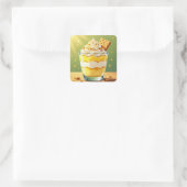 Vanille-pudding en slagroomparfait vierkante sticker (Tas)