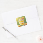 Vanille-pudding en slagroomparfait vierkante sticker (Envelop)