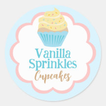 Vanille Sprinkles Cupcake Scallop Label