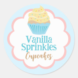 Vanille Sprinkles Cupcake Scallop Label