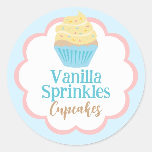 Vanille Sprinkles Cupcake Scallop Label (Voorkant)